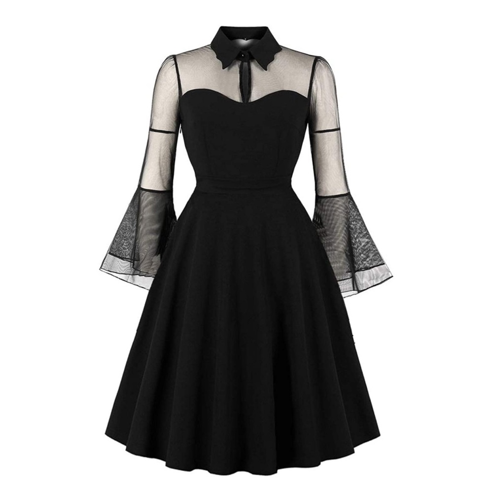 Sheer sleeve cocktail dress